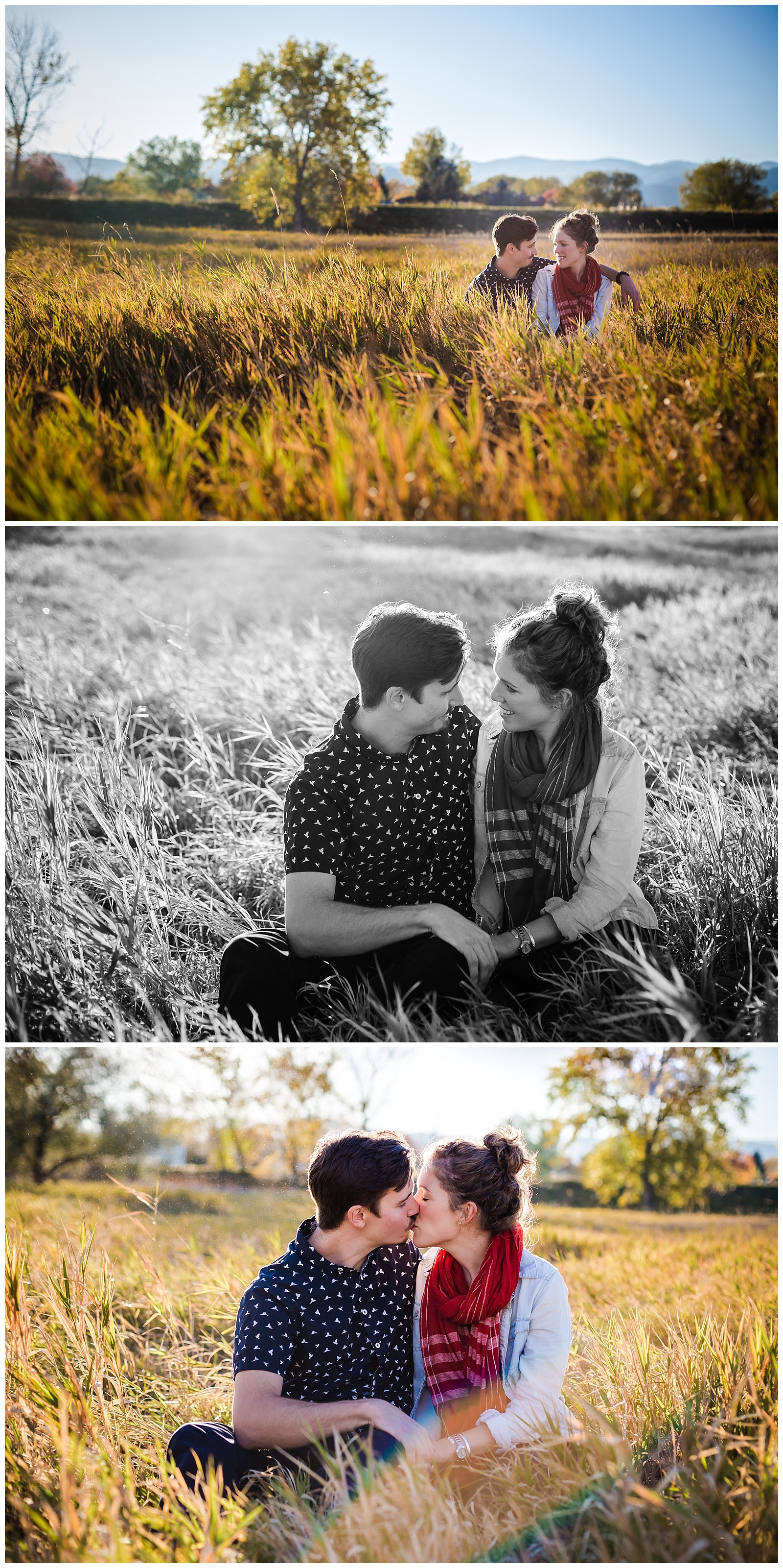 boulder engagement session in field