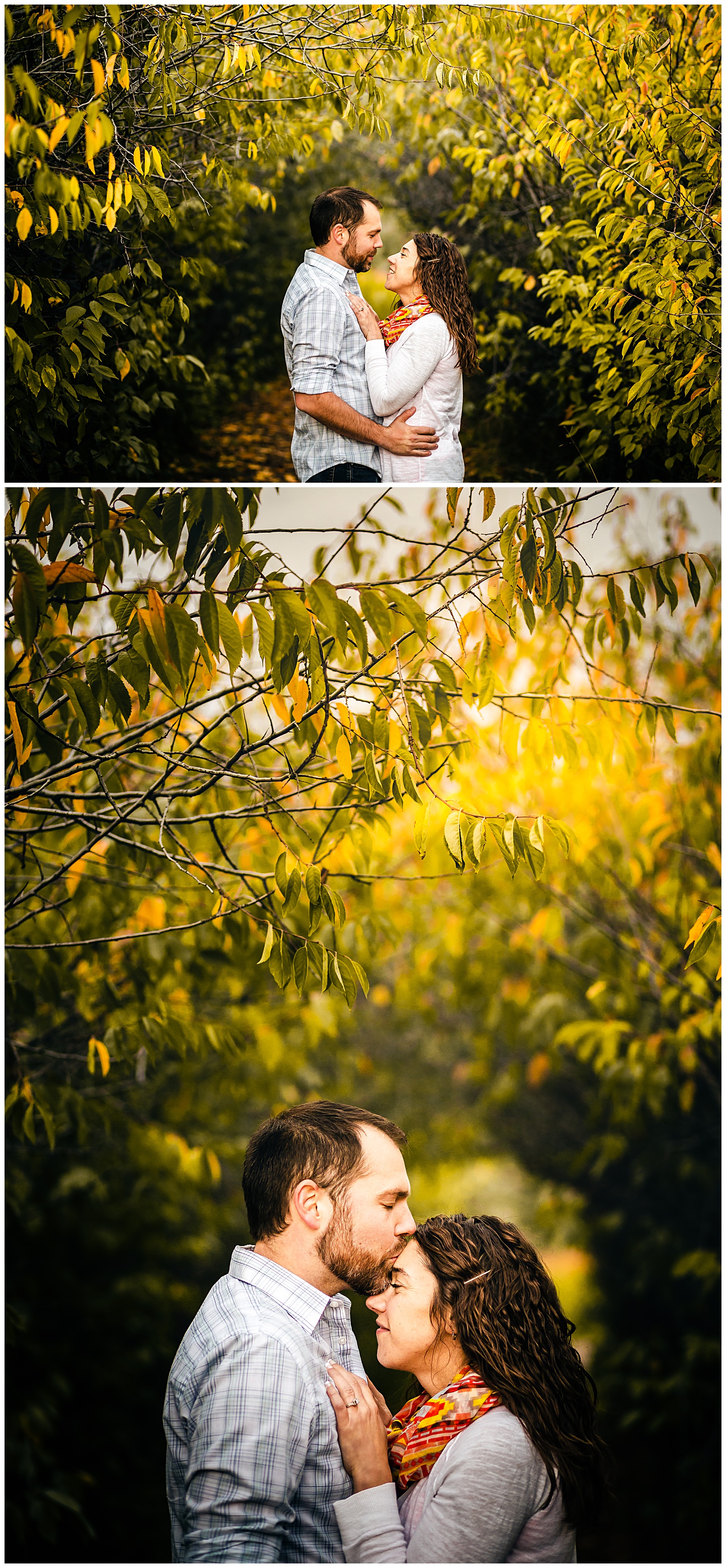 evening engagement session fall