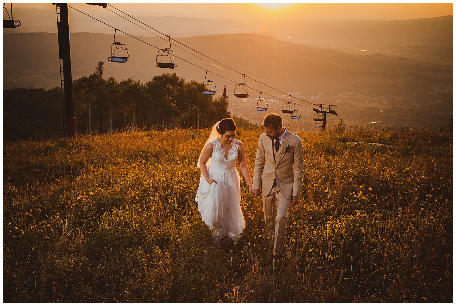 Steamboat colorado wedding sunset couple photos
