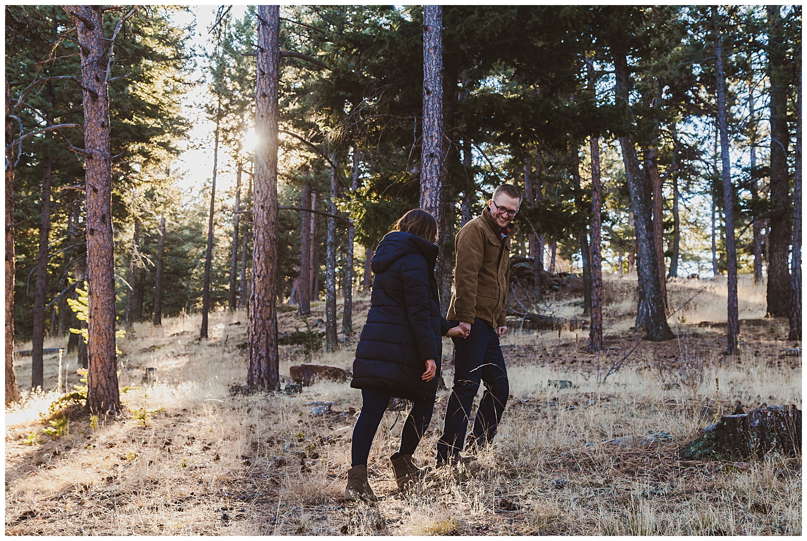 december engagement session mountains