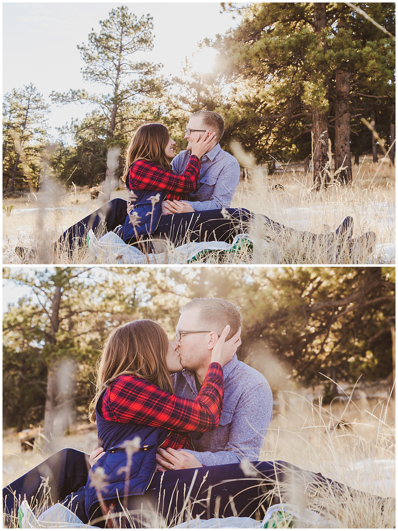 december engagement session field