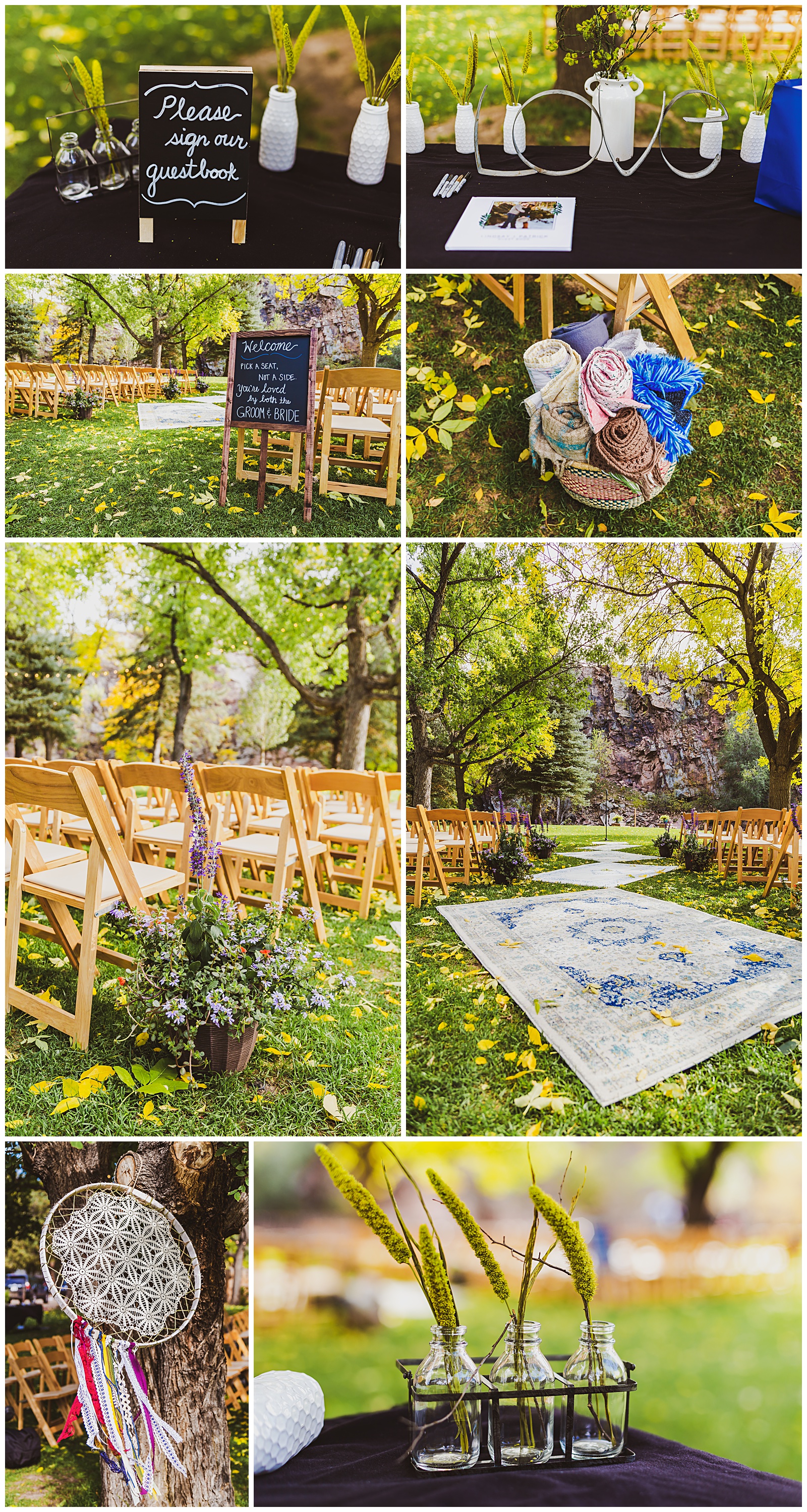 river bend wedding fall ceremony