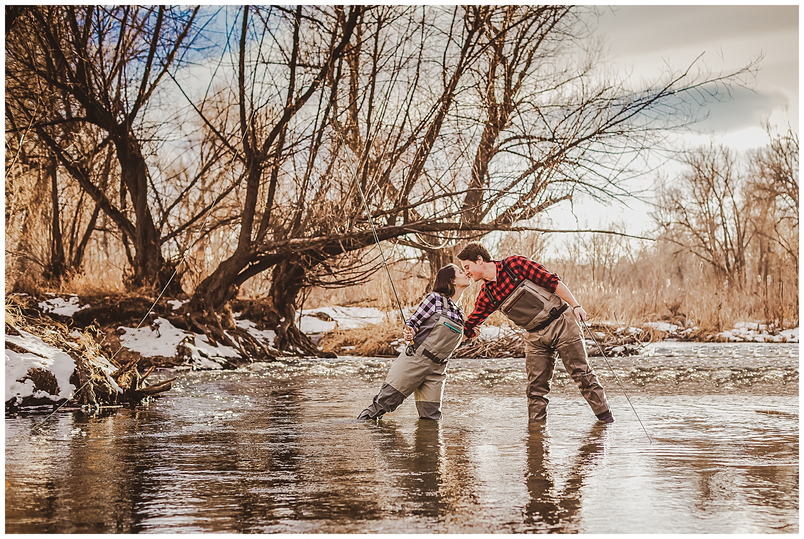 fun fly fishing engagement session