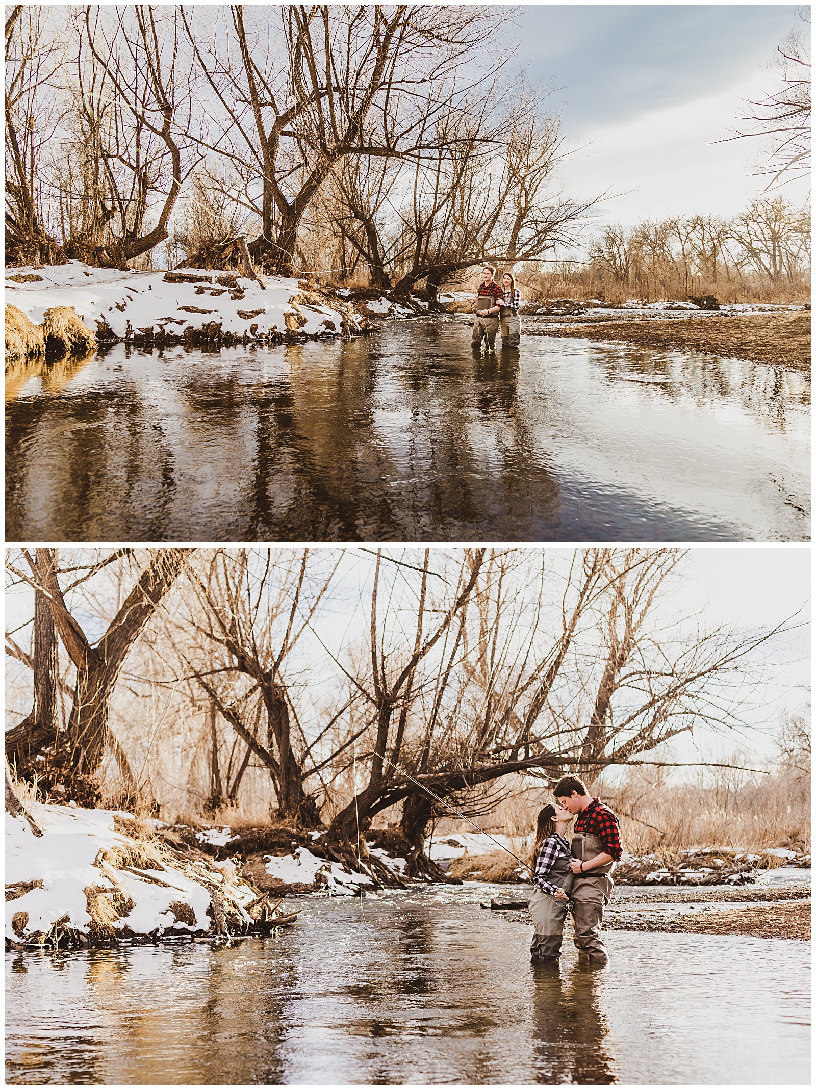 unique fly fishing engagement session