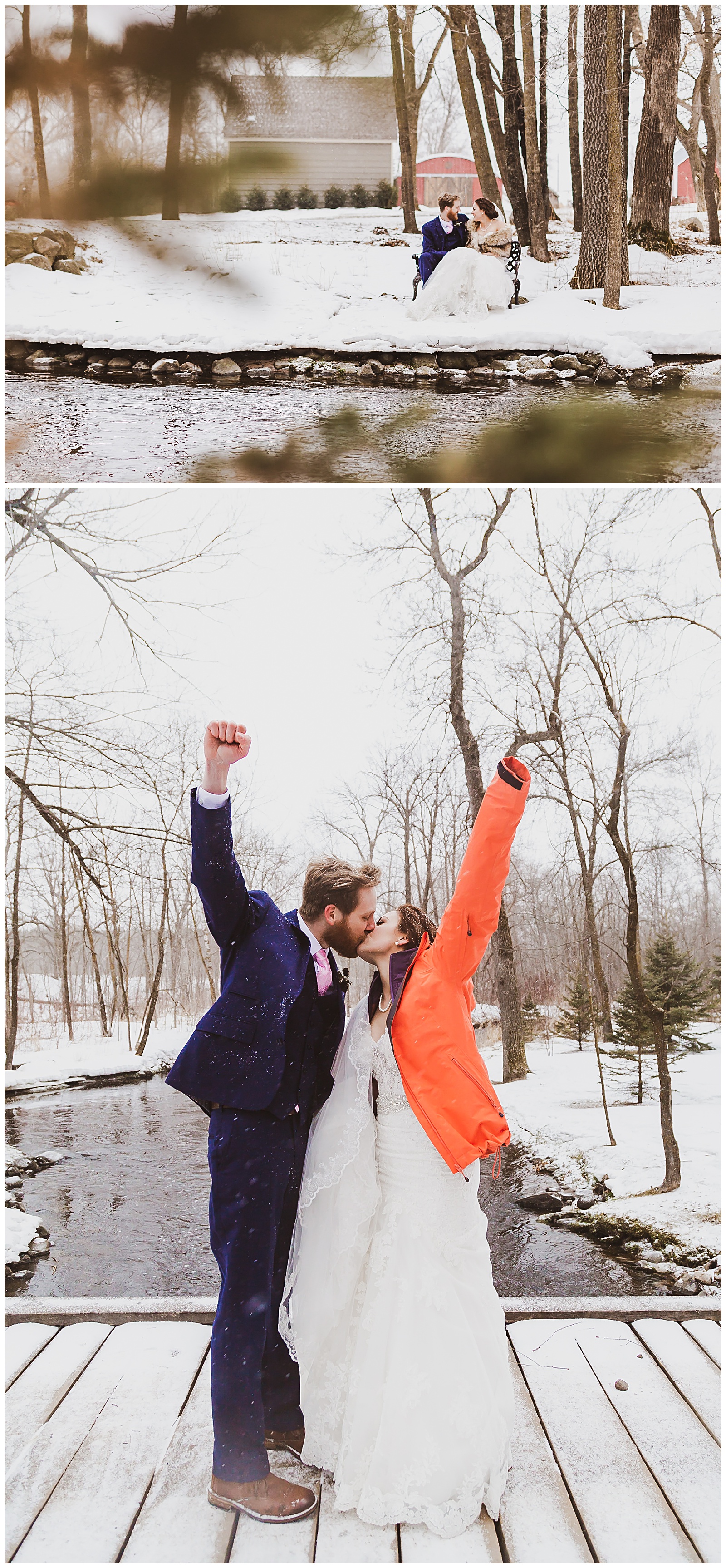 wedding at creekside farm in minnesota in the snow