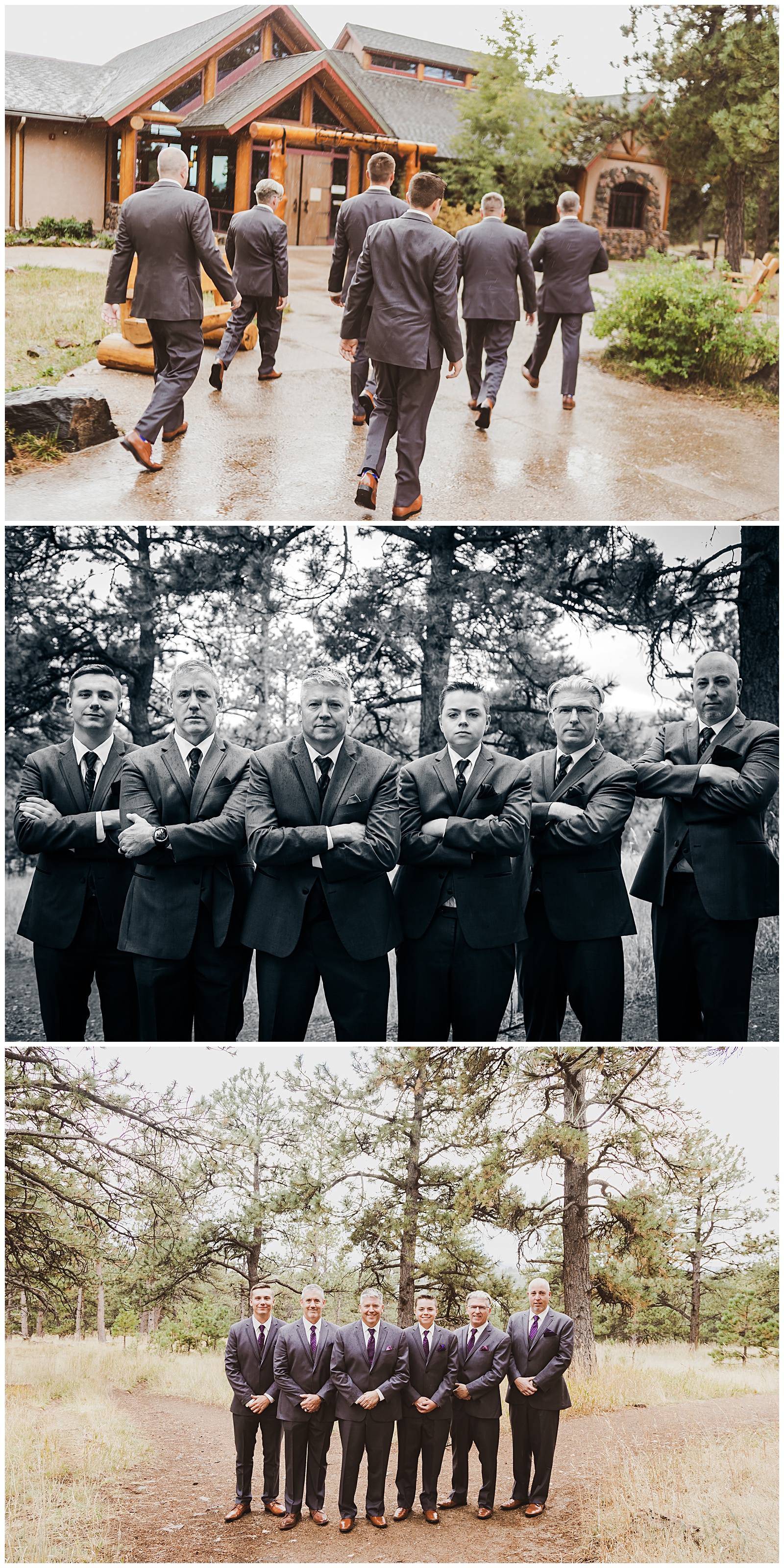groom and groomsmen in mountains