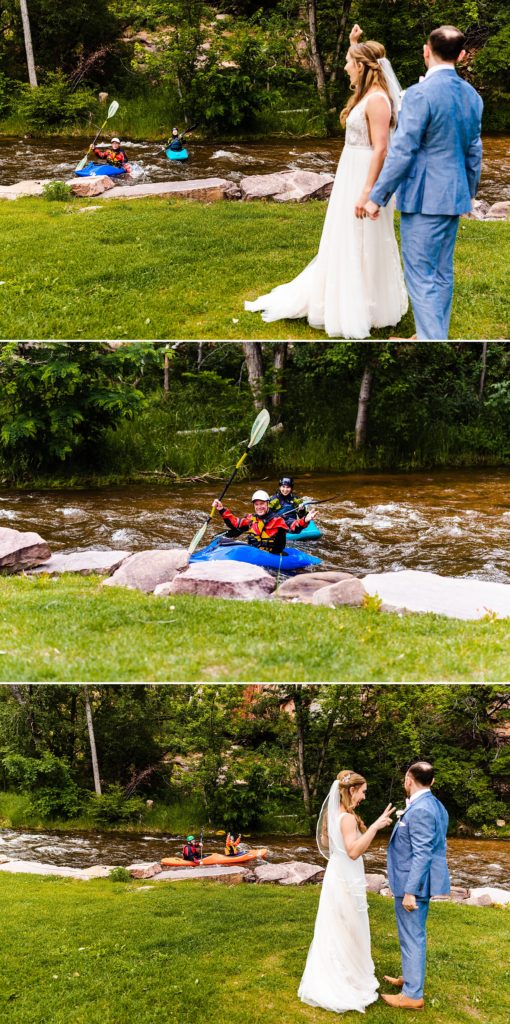 Kayakers crash wedding photos at Planet Bluegrass