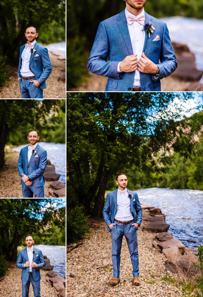 Groom poses for formal photos