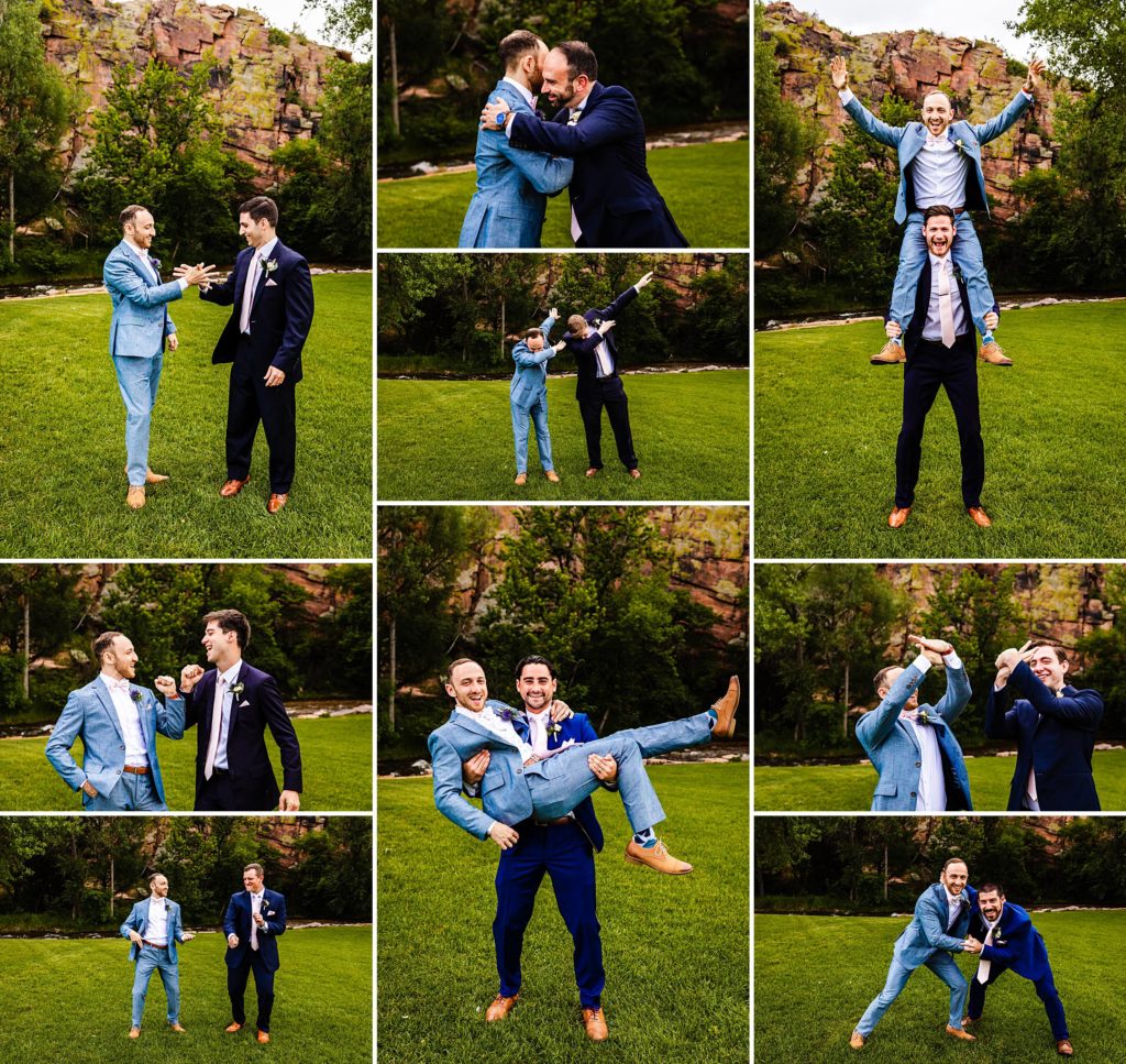 Groom and groomsmen take silly photos