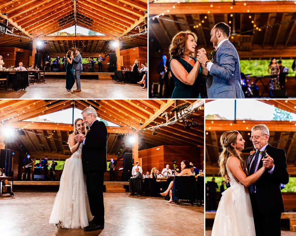 Bride and groom have first dance with parents