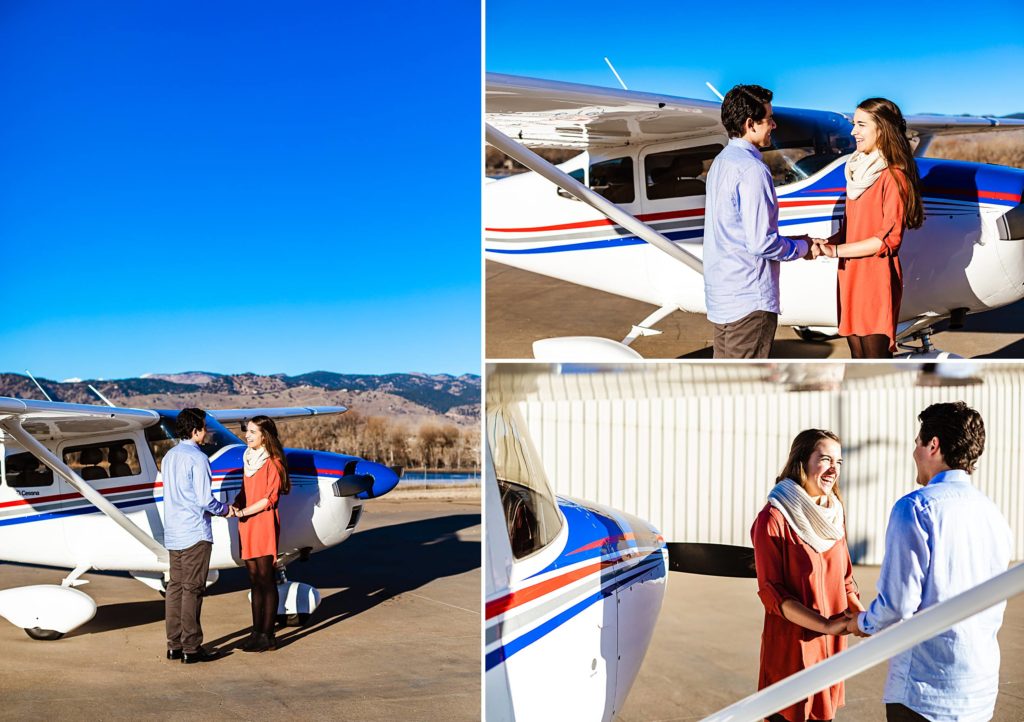 engagement photos with a plane