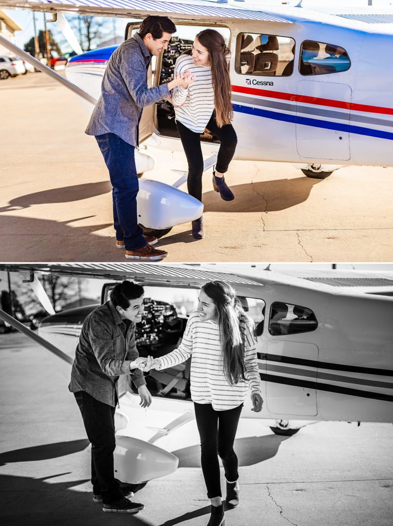 engagement pictures with an airplane