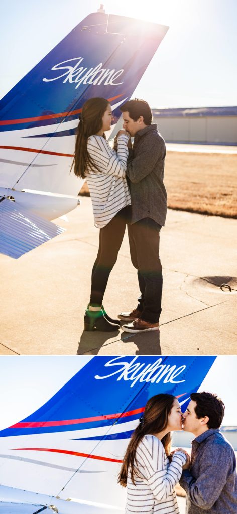 engagement photos with airplane