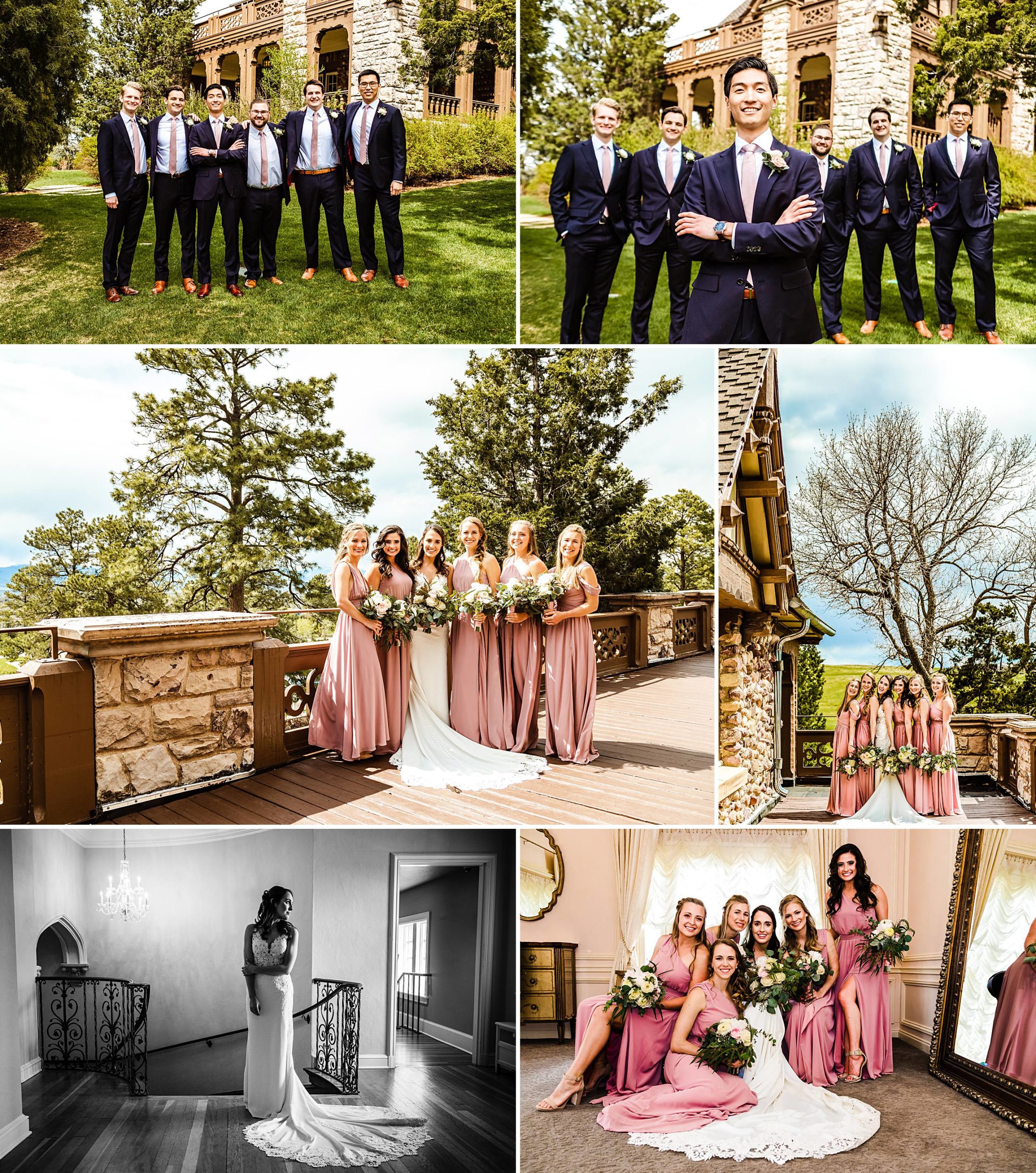 Bridal party photos at Highlands Ranch Mansion